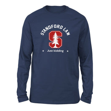 Stanford Law, Just Kidding Men/Unisex Drop Shoulder Sweatshirt in Navy color